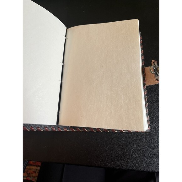 Grimoire journal Book Leather Print Celtic Cat Blank Spell Book Journal Notebook - Picture 3 of 6